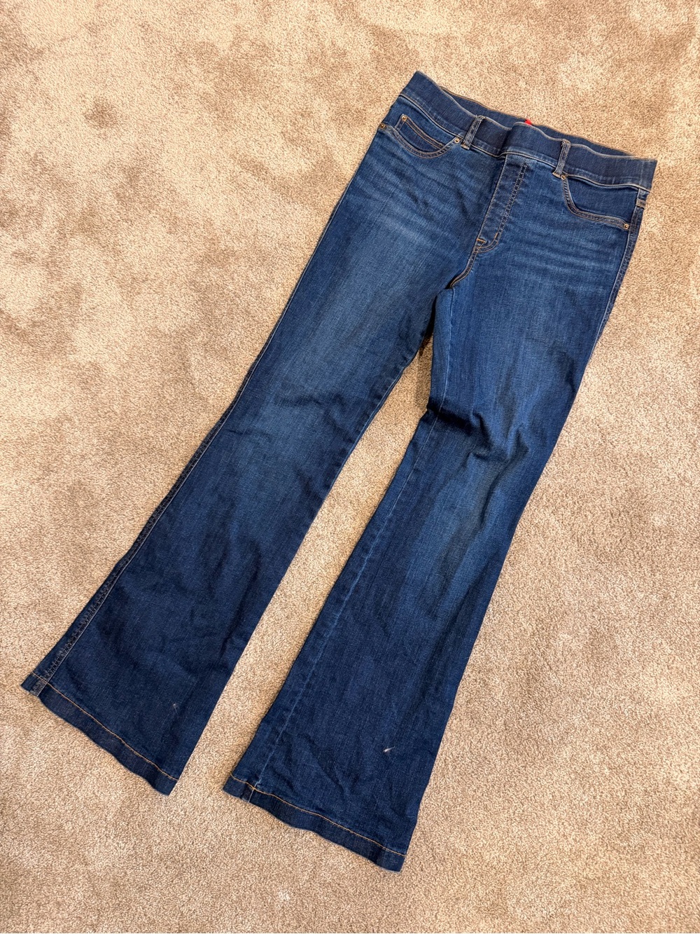 SPANX Dark Wash Flare Jeans Women’s Large High Rise Stretch Denim